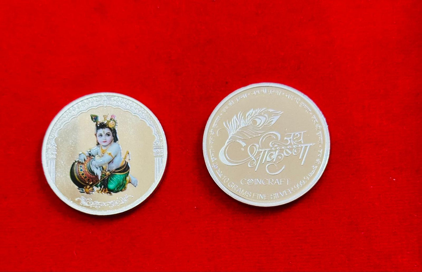 999 Pure Silver Baby Krishna Color coin