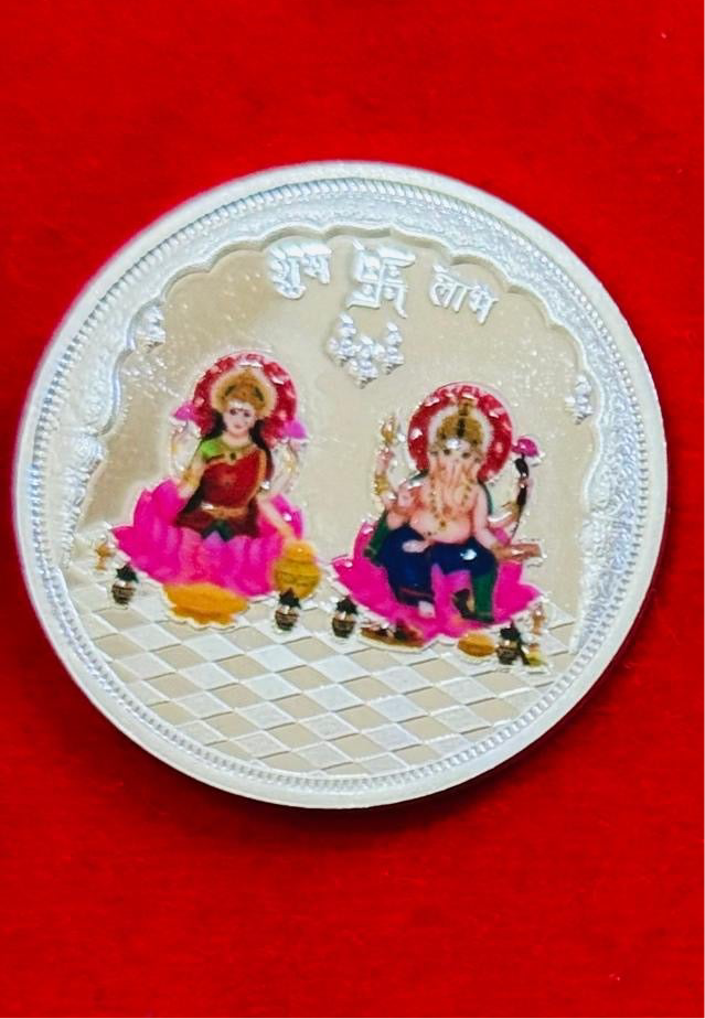 Pure Silver Coin - 10g Lakshmi & Ganesh