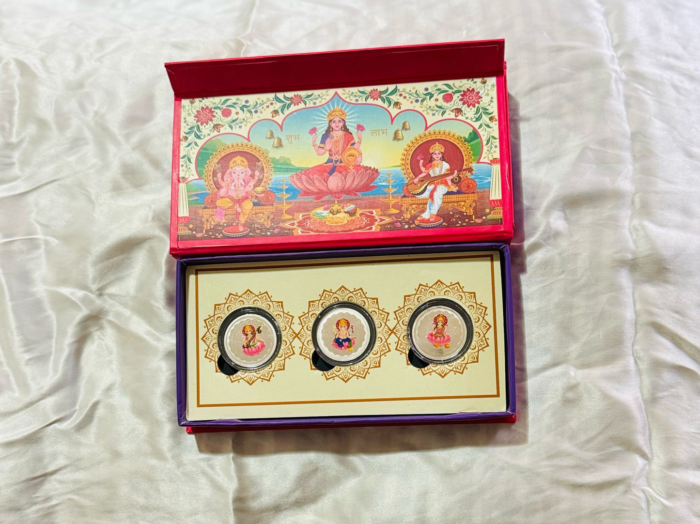 Shunh Laabh 24k silver coins set