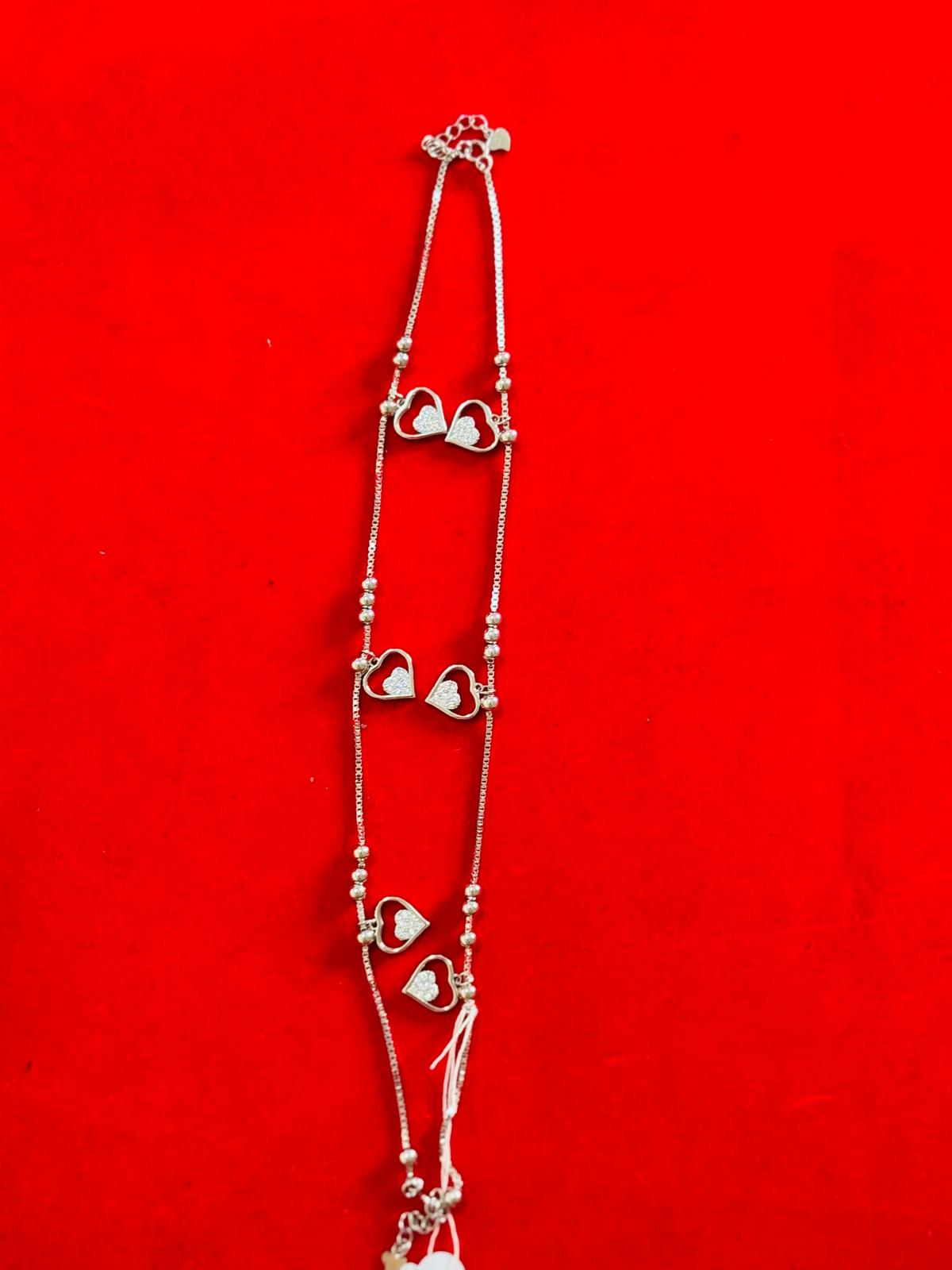 Pure silver 92.5 women anklet with Golden charm 6