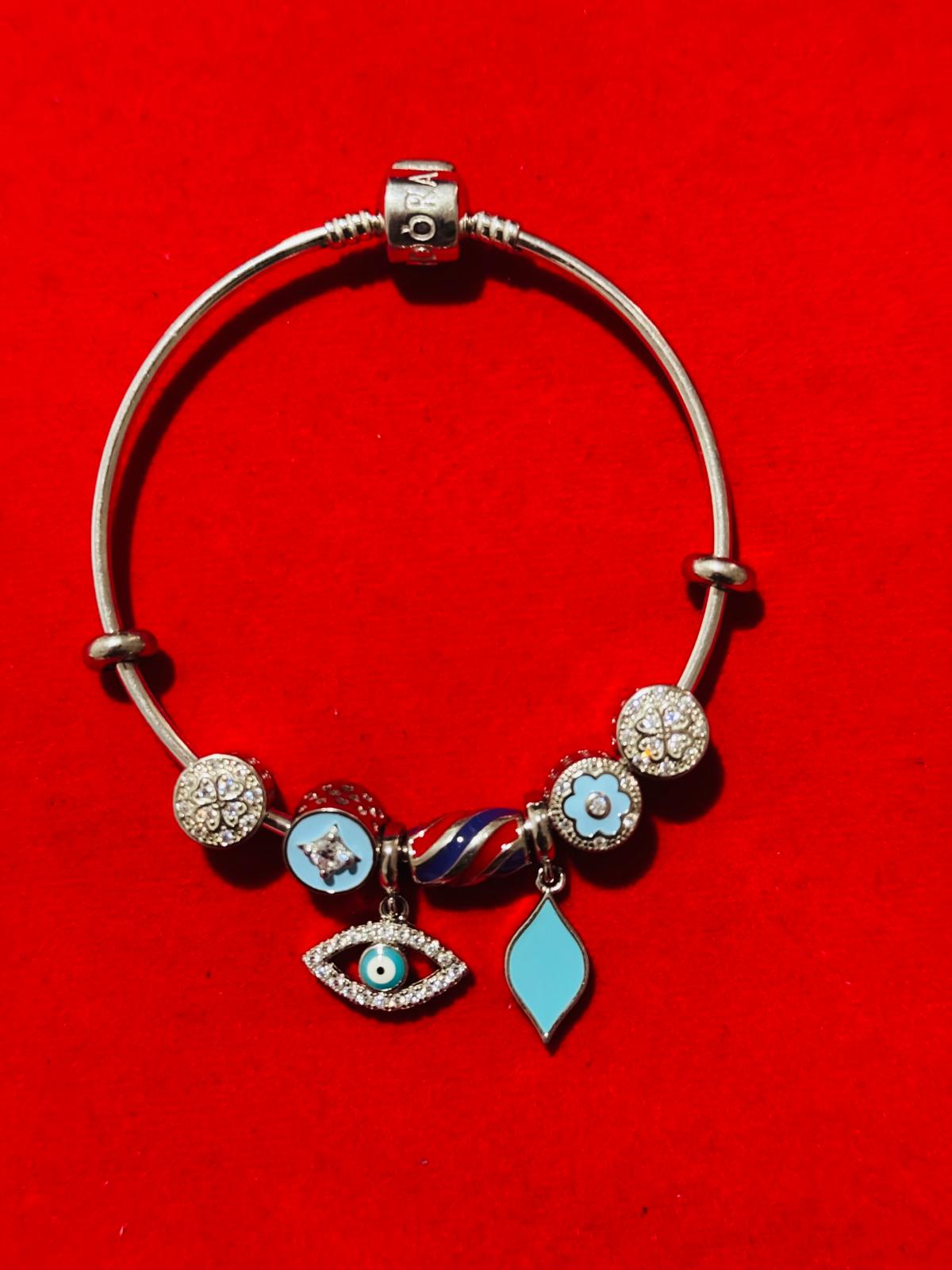 Logo Clasp Bangle Pandora evil eye (7)