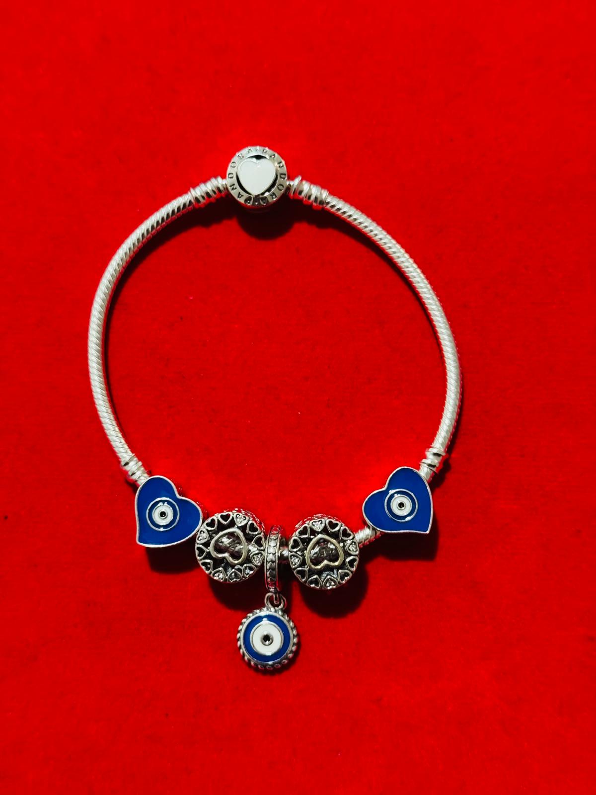 Pandora snake chain evil eye heart shape Bracelet (11)