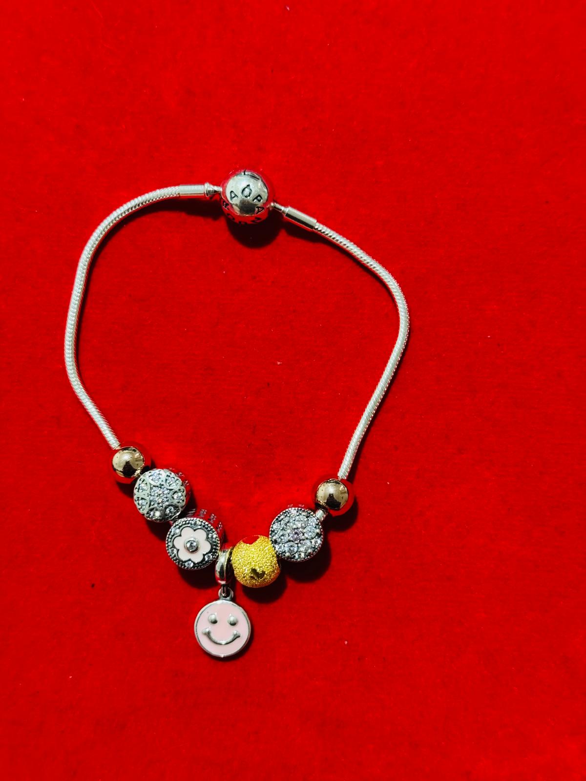 Pandora snake chain with charms (13)